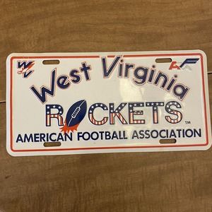 American Football Association West Virginia Rockets Vanity License Plate AFA